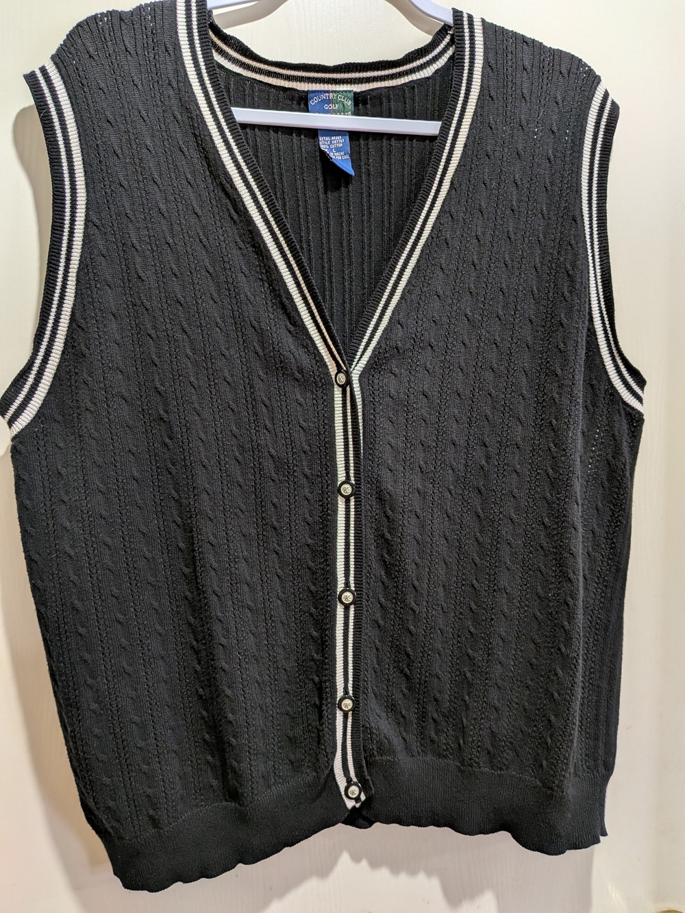 Vintage Koret Country Club Golf Black V-Neck Sleeveless Sweater Vest